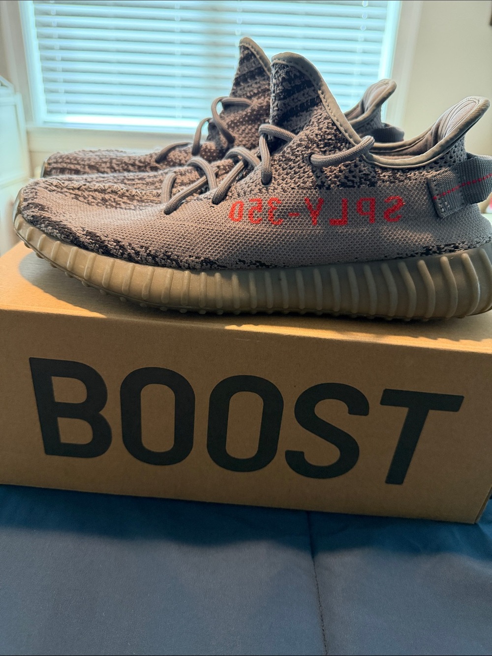adidas Yeezy Boost 350 Grey with Red Accent plus box